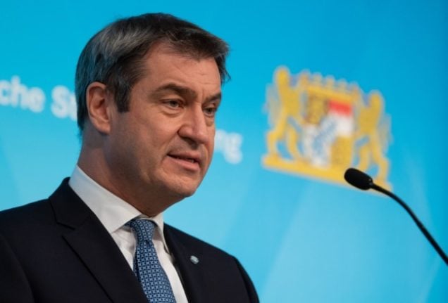 Bavarian premier Markus Söder speaks at a press conference on Thursday.