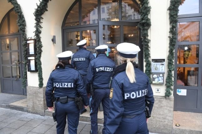 Police in Munich check for compliance to Covid rules on November 12th during a press event. 