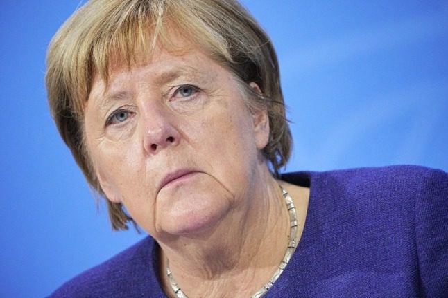 Angela Merkel speaks in Berlin on Thursday. 