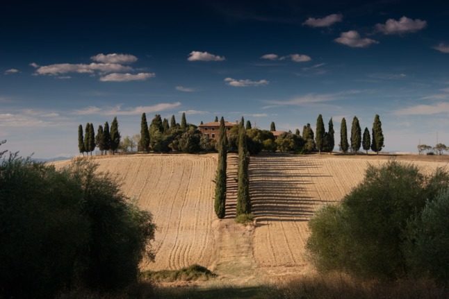 A view over the Tuscan countryside.