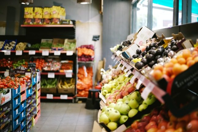 Pictured is a supermarket's fresh produce section. 