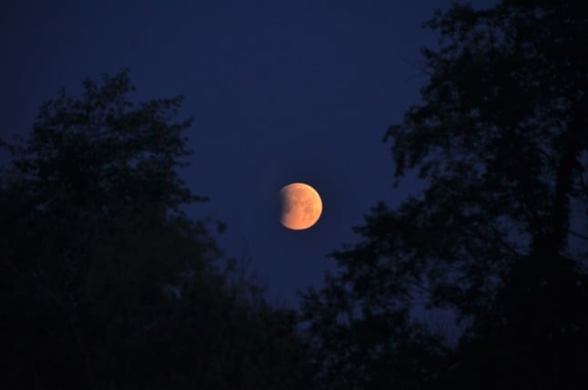 Pictured is a lunar eclipse 