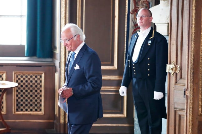 King Carl XVI Gustaf arrives for the skifteskonselj, the ceremony at which a new government is appointed, back in July. Photo: Christine Olsson/TT