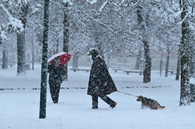 Snow is forecast in the hills of much of central and southern Italy. 