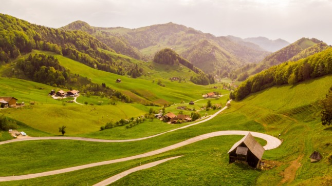 A meadow in the beautiful Swiss countryside