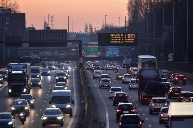 Traffic outside the French city of Lille spews pollution into the air. 
