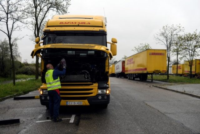 DHL truck in Spain