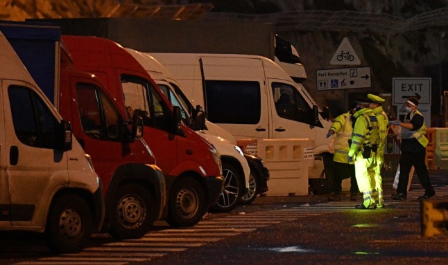 Vans in Dover heading to France