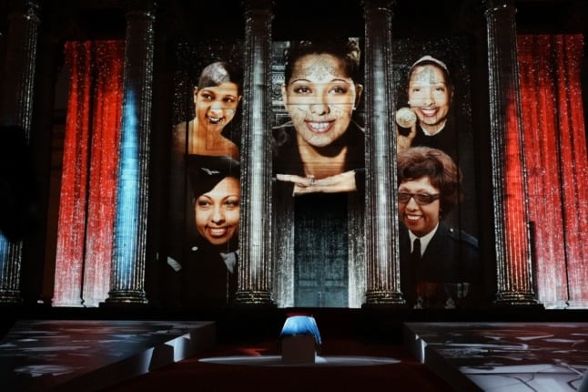 Images of Josephine Baker are projected onto the Pantheon during a ceremony dedicated to the American-born French dancer and singer who fought in the French Resistance and later battled racism as a civil rights activist.