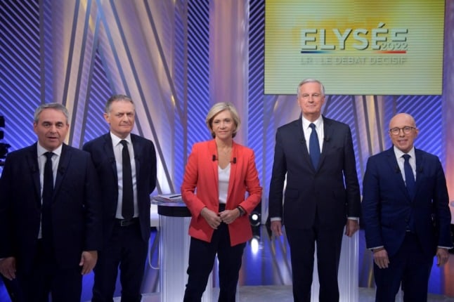 France's Republican candidates all want to win the party's endorsement to run for the presidency (From left to right): Xavier Bertrand, Philippe Juvin, Valerie Pecresse, Michel Barnier and Eric Ciotti.