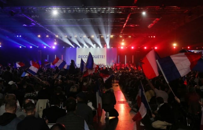 Supporters gather at a rally of far-right presidential candidate, Eric Zemmour.