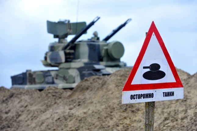 Russian military troops take part in a military drill on Sernovodsky polygon close to the Chechnya border,