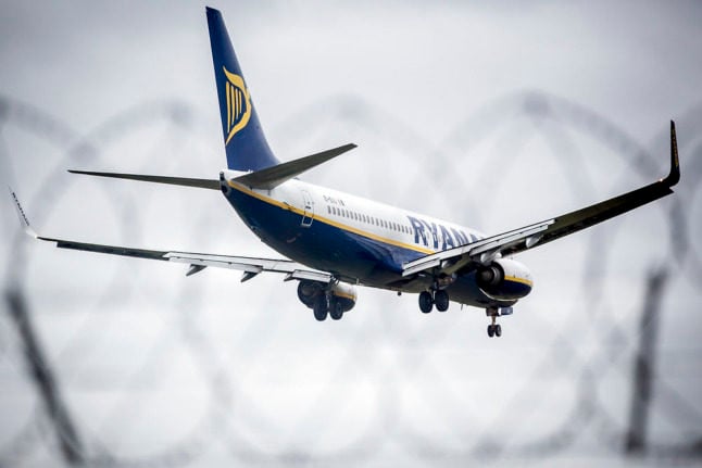 A Ryanair aircraft leaving Copenhagen in early 2020. The airline is to temporarily suspend some of its Danish services in January 2022.