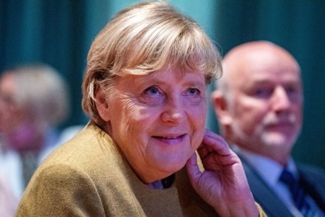 Former German chancellor Angela Merkel in her former constituency in September.