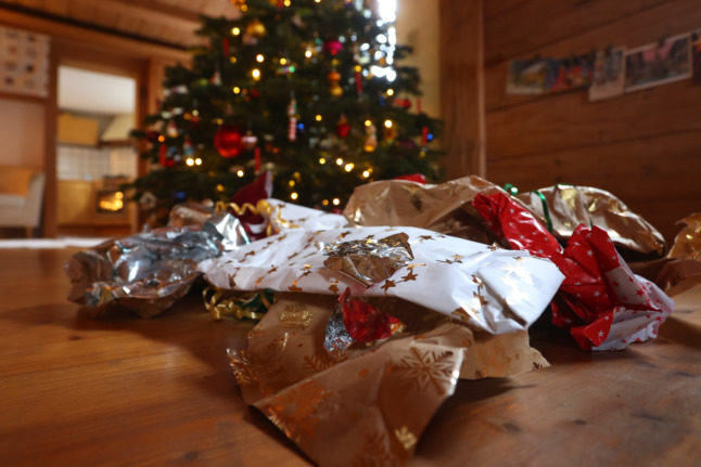 Discarded wrapping paper after Christmas