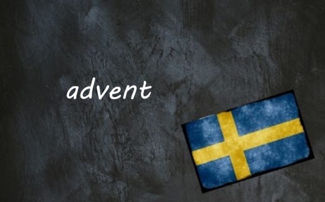 the word advent on a black background next to a swedish flag