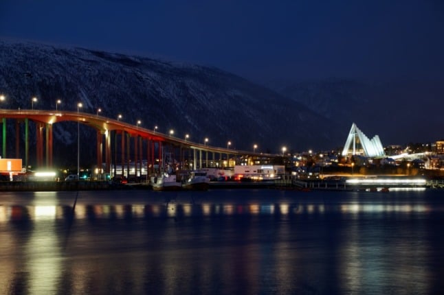 Pictured is Tromsø with a view of the arctic cathedral. 