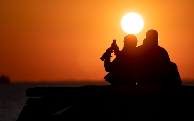 a woman in the sunset in Malmö