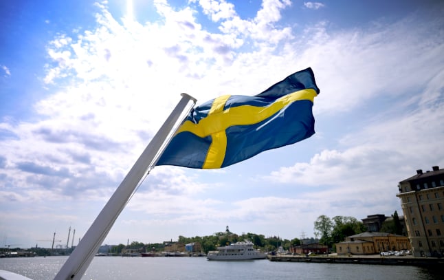 a swedish flag in stockholm