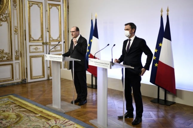 French prime minister Jean Castex and health minister Olivier Véran