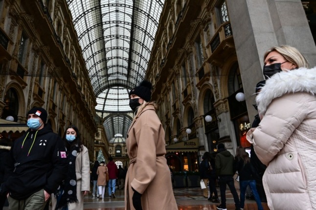 People outside Milan's Galeria Vittorio Emanuele II shopping centre. 