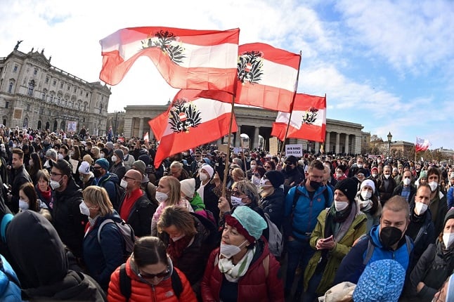 Protesters in the Austrian capital of Vienna.