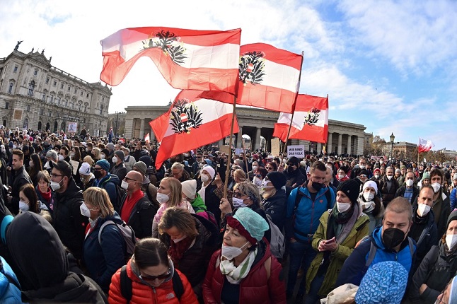 Protesters in the Austrian capital of Vienna.