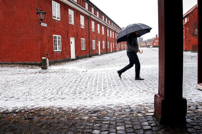 Hailstones in Denmark in February 2020. The country will lift its Covid-19 restrictions in February 2022.