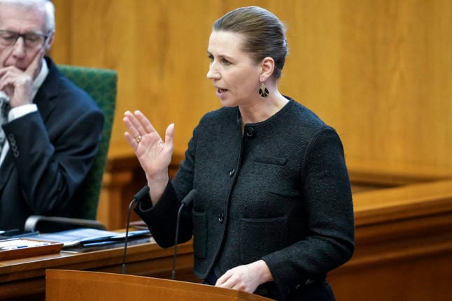 Denmark's PM Mette Frederiksen in parliament on Wednesday. Some changes to Covid-19 rules could be confirmed this week.