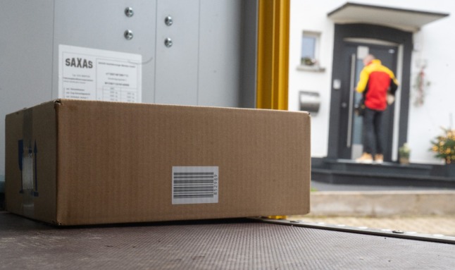 A parcel lies in a van.