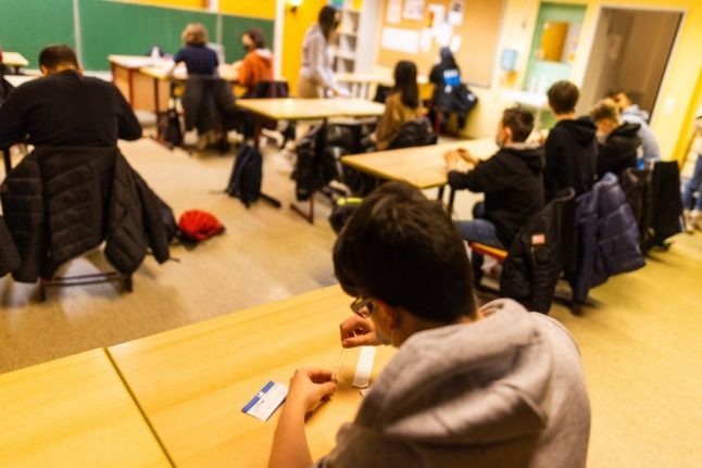 Pupils at a secondary school in Heitersheim, Baden-Württemberg.