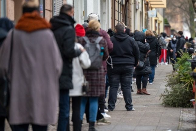 People queue for a PCR test in Berlin on January 10th.