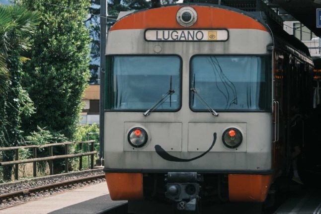 A train in the southern Swiss town of Luganp