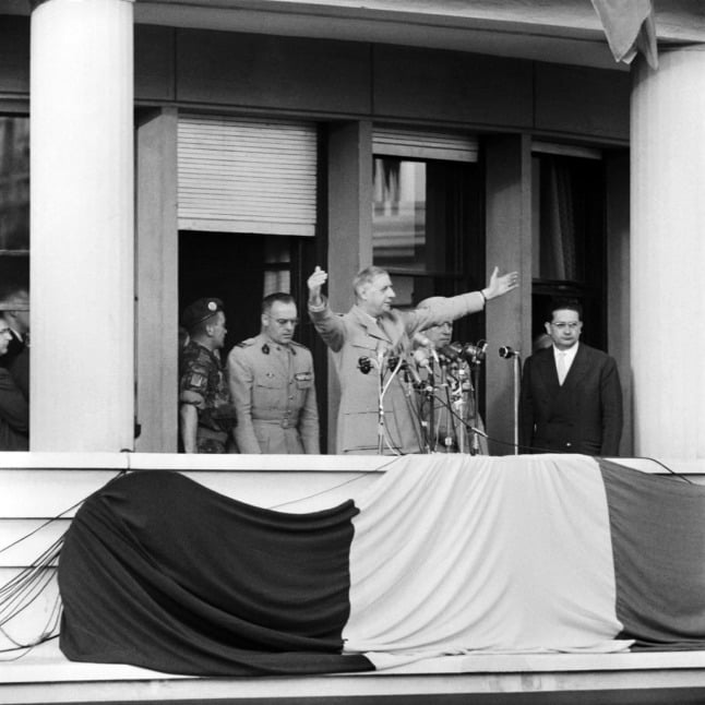 Charles de Gaulle delivers a speech in Algiers, 1958.