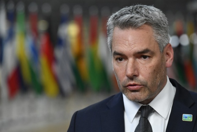 Austria's Chancellor Karl Nehammer. Photo: Geert Vanden WIJNGAERT / POOL / AFP)