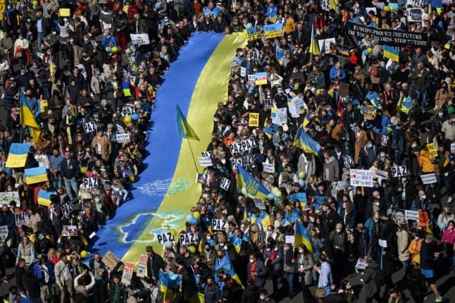 IN IMAGES: Thousands take to Spain's streets to denounce Ukraine invasion