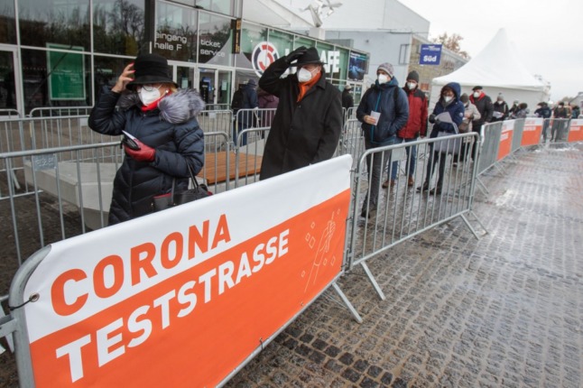 People line up to be tested for Covid-19 in Austria