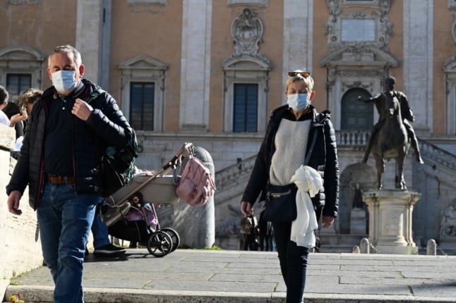 Italian police officer on patrol in Rome.