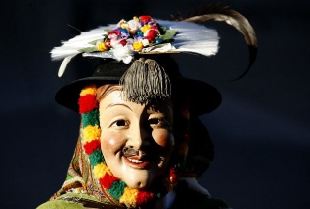 Austrian folk group Schellenschlager member in costume