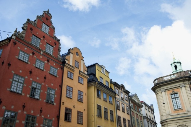 A view of buildings in Stockholm's old city.