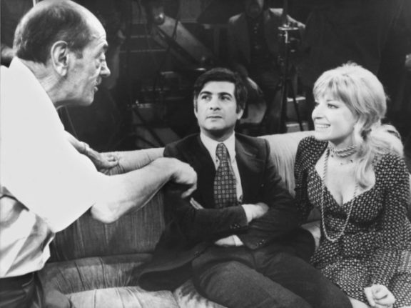 Monica Vitti (R) on the stage of Spanish director Luis Bunuel's 1974 film 