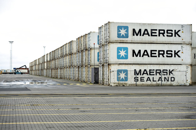 Maersk containers at Aarhus Harbour