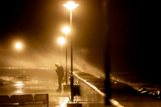 The harbour at Hundested, Denmark photographed during Storm Malik