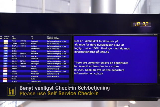 An information screen at Copenhagen Airport