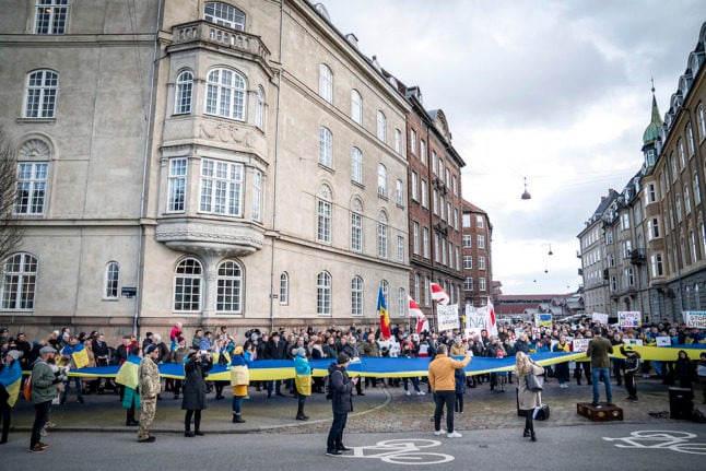 People demonstrate in Copenhagen against Russian aggression in Ukraine