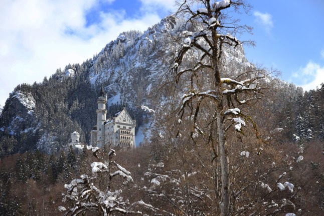Schloss Neuschwanstein in the snow.