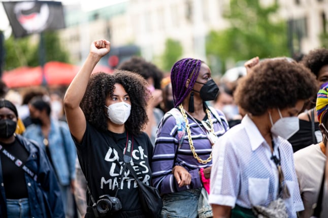 Participants at a Black Lives Matter march in Berlin in July 2021. 