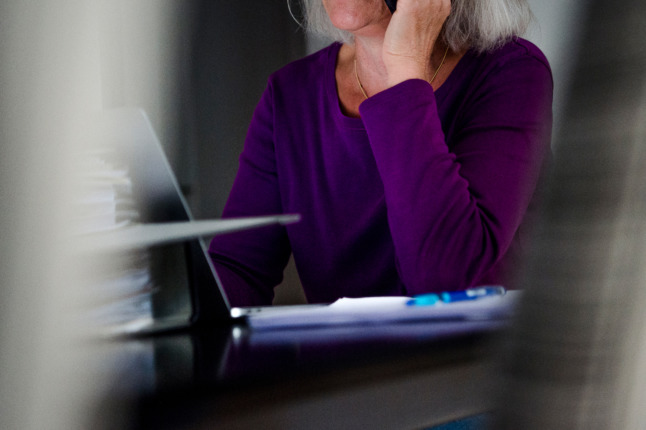 Woman working on laptop