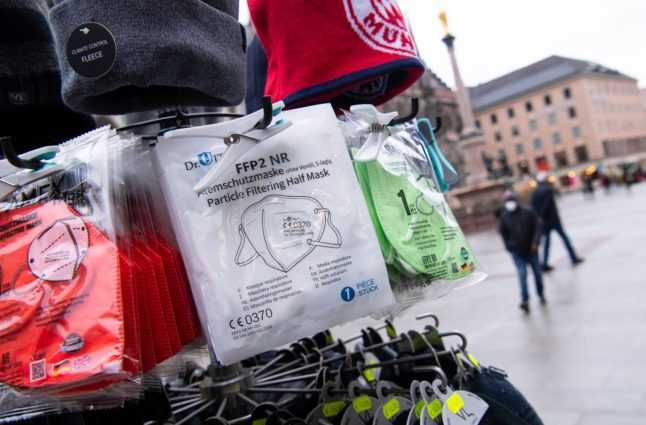 FFP2 masks on sale in Marienplatz, Munich. 