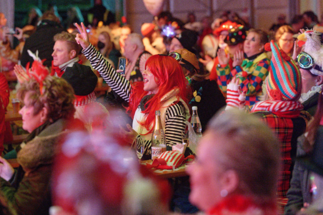 People celebrate a carnival event in Cologne on February 4th. 